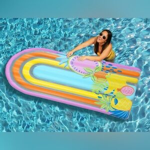 •NIB•Packed Party Multi-Color Luxe Inflatable Tropical Fruit Pool Lounger